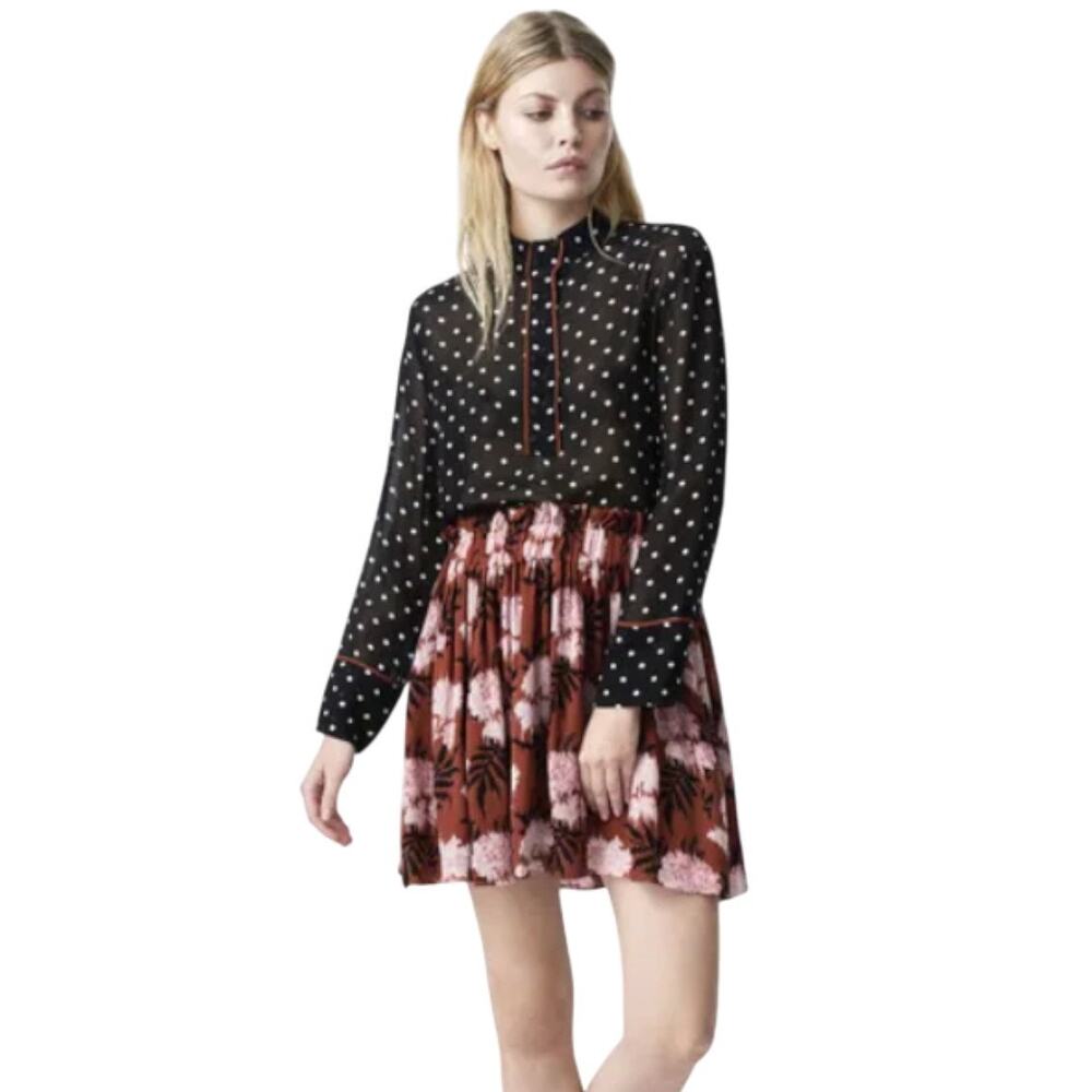 Ganni White Polka Dot Black Monette Georgette Blouse